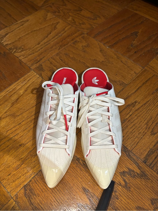adidas Shoes - adidas White & Red Pointed Lace-Up Sneaker Mules